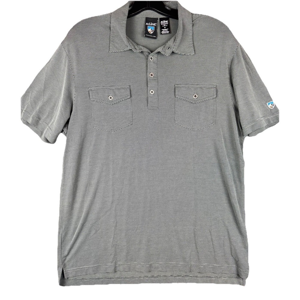 KUHL Icelandr Gray Men's M Short Sleeve Pocket Polo Outdoor Hiking Shirt